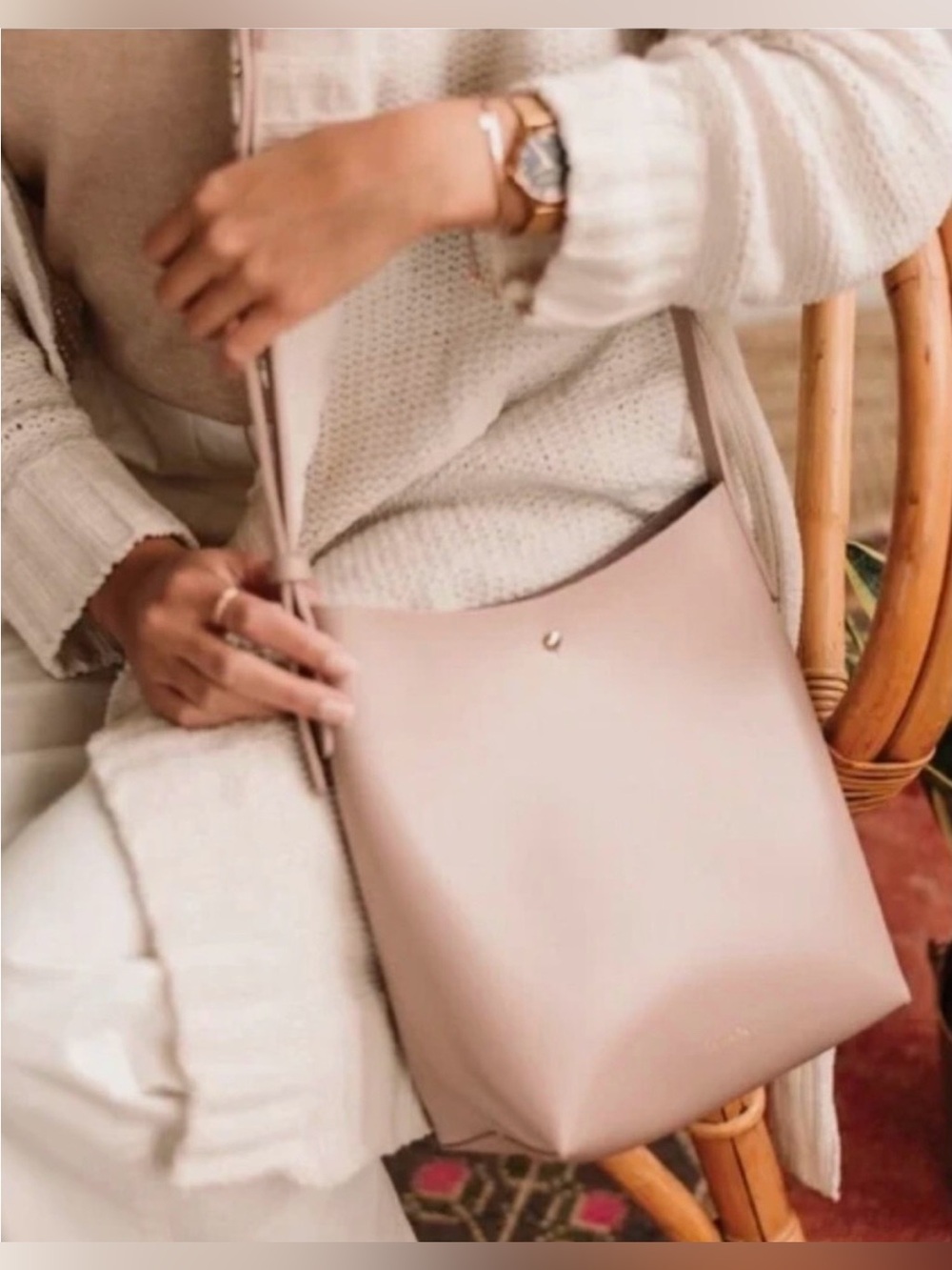Samara Dusty Rose Pink Vegan Adjustable Strap Crossbody Bag Purse